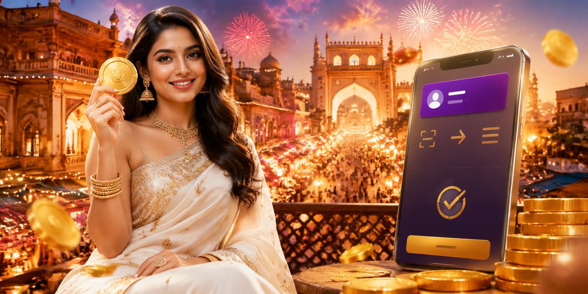 Woman placing online cricket bet on mobile phone in Indian saree